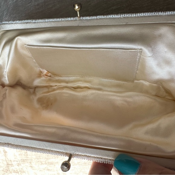 Vintage Satin Lined Seed Bead Evening Bag Clutch Purse AS IS - Picture 8 of 9